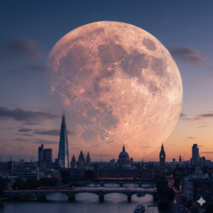 Wolf Supermoon 2026 rising brightly over the UK winter skyline